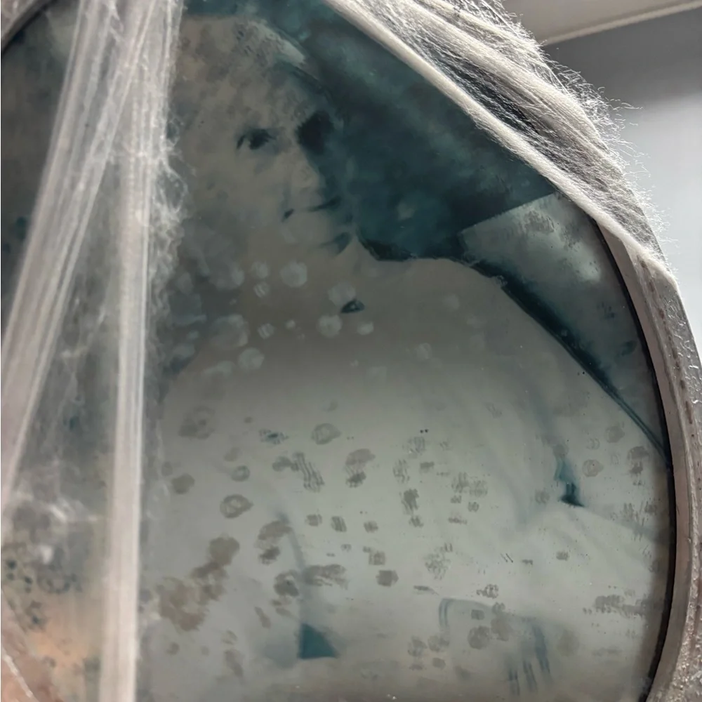 HalloweenElegant Silver and Blue Oval Wall Mirror